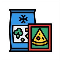 A pizza and a bag of chips vector