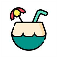 A drink with an umbrella and straw in it vector