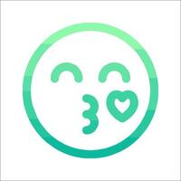 A green and white emoji with a heart vector