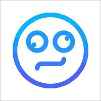 A blue and white icon with a face looking sad vector