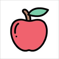 An apple icon with a green leaf on it vector