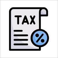 Tax icon with a paper document and a percentage sign vector