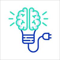 A light bulb with a brain inside it vector