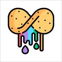 An image of a cookie with a rainbow dripping from it vector