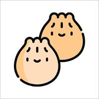 Two dumplings with faces on them vector