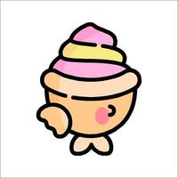 An ice cream cone with a pink and yellow top vector
