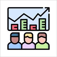 People in front of a graph chart icon vector