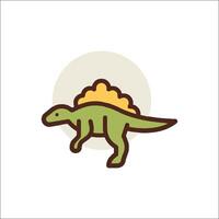 A dinosaur icon with a yellow and green background vector