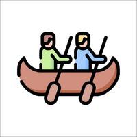 Two people in a canoe on a white background vector