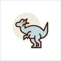 A dinosaur icon with a yellow head and a blue body vector