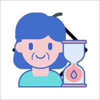 A woman holding an hourglass with a smile vector