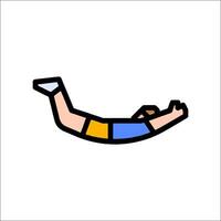 A man lying on his back with his legs up vector