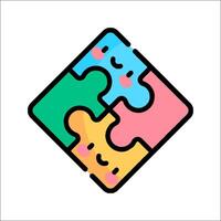 A puzzle piece with two faces and a smile vector