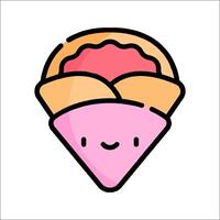 A cartoon ice cream cone with a smiley face vector