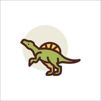 A dinosaur icon with a sun in the background vector