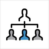 A group of people are shown in a hierarchy vector