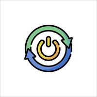 A colorful icon of a power button vector