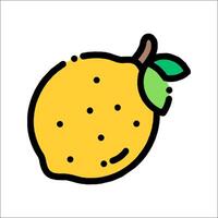 A lemon with a green leaf on it vector