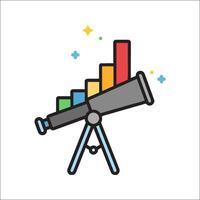 A telescope with a bar chart on it vector
