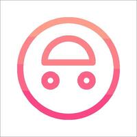 A pink and orange icon with a car in the center vector