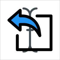 A blue arrow pointing to a box with a blue arrow vector
