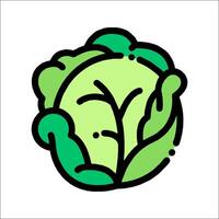 A green leafy vegetable icon in a line style vector