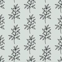 Minimalistic botanical seamless pattern. hand-drawn illustration in doodle style. Perfect for decorations, wallpaper, wrapping paper, fabric. Floral background. vector