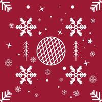 White Snowflakes and ornamented bauble Seamless Pattern on red background for Christmas and New Year, texture clothing scarf decoration vector