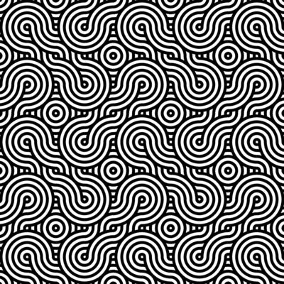 Black and white japanese overlapping wavy lines pattern background. Geometric interlaced seigaiha wave wallpaper template.