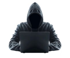 Hacker Using Laptop Cutout on Transparent Background png