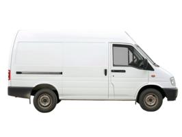 Isolated Delivery Van in White on Transparent Background png