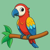 cartoon parrot sitting on a branch vector