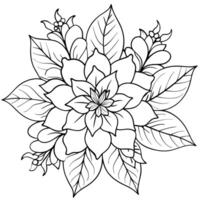 A flower coloring page with leaves vector
