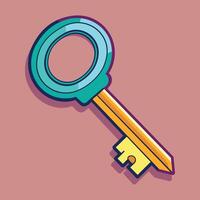 An illustration of a key with puprple background vector