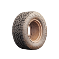 Worn car tire with detailed tread texture on transparent background png
