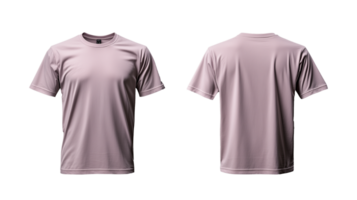 Front and back view of plain pink t-shirt on transparent background png