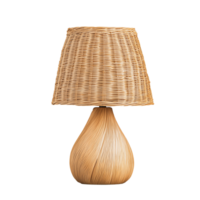 Woven rattan lamp with organic shape on neutral background png