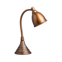 Vintage bronze desk lamp with curved design on transparent background png