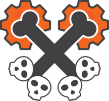 two crossed bones with gears on them png