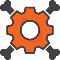 an orange gear wheel with two bones on it png