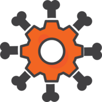 an orange gear with four bones in it png