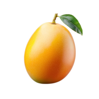 Fresh yellow mango with green leaf on transparent background, symbolizing tropical and nutritious fruit png