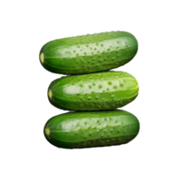 Stack of fresh green cucumbers on transparent background png
