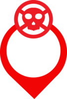 a red and white skull with a red circle around it png