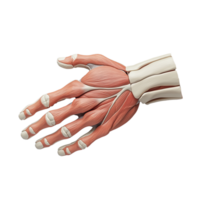 Anatomical model of hand muscles and tendons on transparent background png