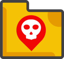file folder icon with skull and location png