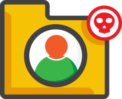 file folder icon with a skull and a red skull icon png