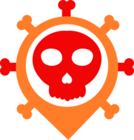 a skull and bones icon with a red and orange color png