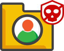 file folder icon with a skull and a red shield png