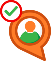 chat with user and checkmark shield icon png